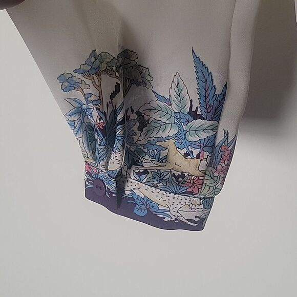NWT Jeunesse XS Retro Printed Silk Button Front Top Blouse Modest Long Sleeve - Picture 15 of 16